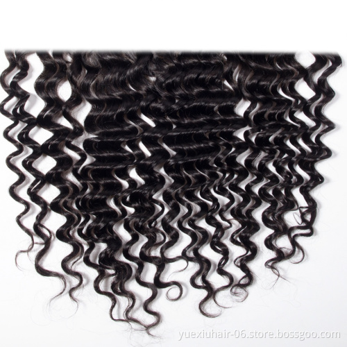 Lace Frontal Deep Wave Wholesale Raw Indian Human Hair Transparent Swiss Lace Frontal